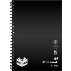 Spirax P595A Notebook Poly Cover A4 Ruled 240 Page  Side Opening Black