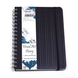 Quill Premium Visual Art Diary Spiral A4 125gsm 120 Page Side Bound Black
