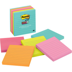 Post-It 675-6SSMIA Super Sticky Notes 101x101mm Lined Miami Pack of 6