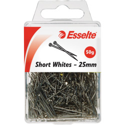 Esselte Short White Pins 25mm 50gm