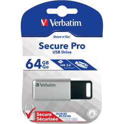 Verbatim Store 'n' Go Encrypted USB Drive 3.0 64GB Silver